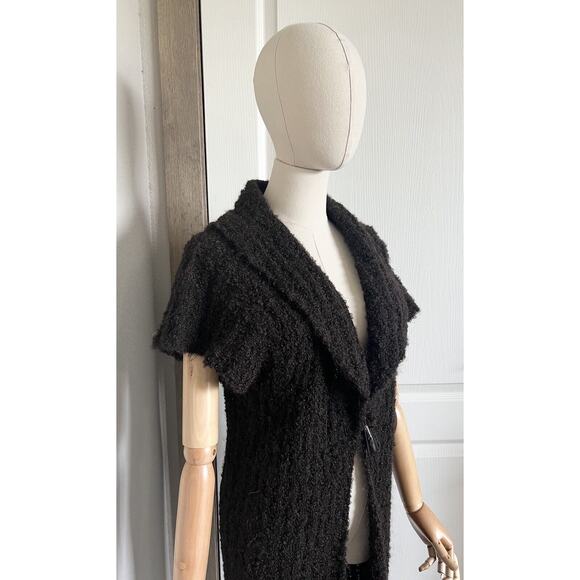 Tabask Handmade Peruvian Alpaca Wool Blend Knit Brown Long Cardigan Sweater Sz S - Picture 6 of 16